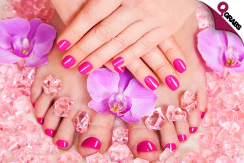 From QR95 Pamper your Hands & Feet With Relaxing Manicures & Pedicures - Choose from Classic, French, Tutti Fruiti, Coconut OR Fire & Ice! (Up to QR415 Value)